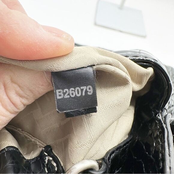 COLE HAAN XL Black Reptile Embossed Patent Leather Tote Bag - Picture 16 of 16